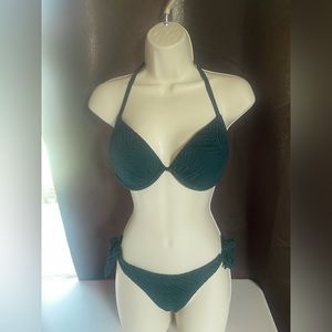 DARK GREEN/TEAL H&M Bikini Size Medium and 36C Never Worn